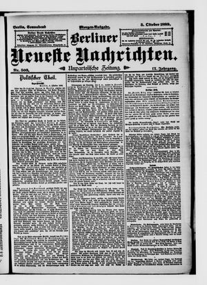 Berliner Neueste Nachrichten vom 05.10.1889