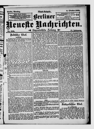 Berliner Neueste Nachrichten vom 08.10.1889