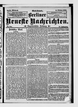 Berliner Neueste Nachrichten vom 09.10.1889
