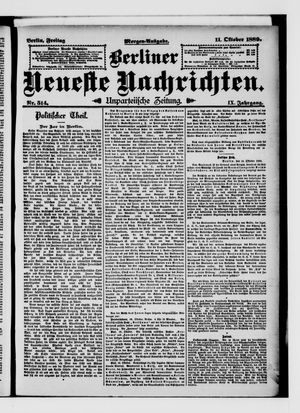 Berliner Neueste Nachrichten vom 11.10.1889