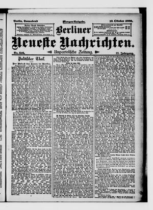 Berliner Neueste Nachrichten vom 12.10.1889