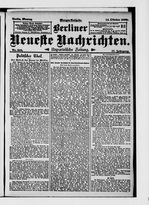 Berliner Neueste Nachrichten on Oct 14, 1889