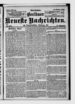 Berliner Neueste Nachrichten on Oct 14, 1889