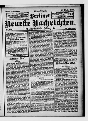 Berliner Neueste Nachrichten vom 17.10.1889