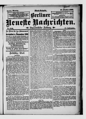 Berliner Neueste Nachrichten vom 28.10.1889