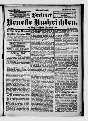 Berliner Neueste Nachrichten vom 29.10.1889