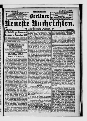 Berliner Neueste Nachrichten vom 30.10.1889