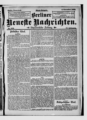 Berliner Neueste Nachrichten vom 02.11.1889