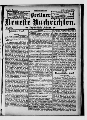Berliner Neueste Nachrichten vom 03.11.1889