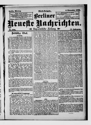 Berliner Neueste Nachrichten vom 04.11.1889