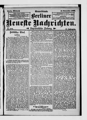 Berliner Neueste Nachrichten vom 13.11.1889
