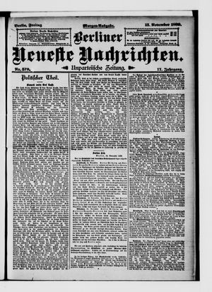 Berliner Neueste Nachrichten vom 15.11.1889