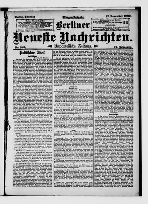 Berliner Neueste Nachrichten on Nov 17, 1889