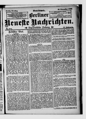 Berliner Neueste Nachrichten vom 19.11.1889