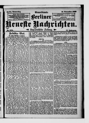 Berliner Neueste Nachrichten vom 21.11.1889