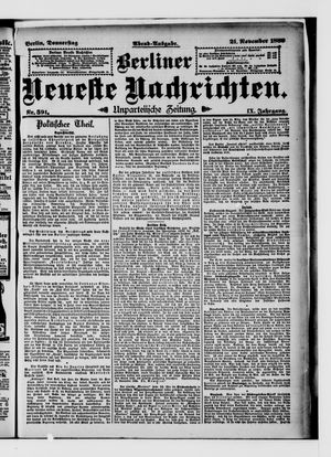 Berliner Neueste Nachrichten on Nov 21, 1889