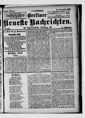 Berliner Neueste Nachrichten vom 25.11.1889