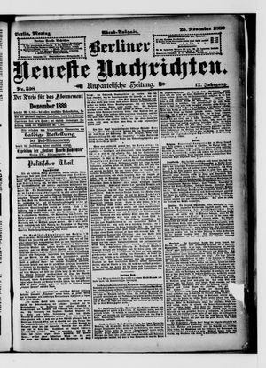 Berliner Neueste Nachrichten vom 25.11.1889