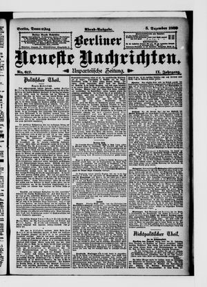 Berliner Neueste Nachrichten on Dec 5, 1889