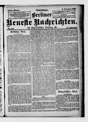 Berliner Neueste Nachrichten vom 09.12.1889