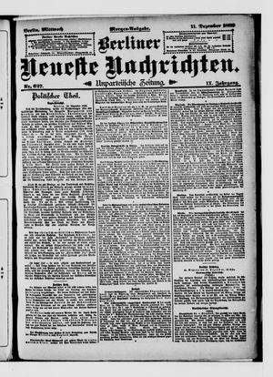 Berliner Neueste Nachrichten vom 11.12.1889