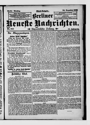 Berliner Neueste Nachrichten vom 24.12.1889
