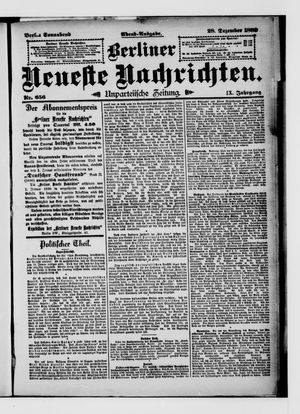 Berliner Neueste Nachrichten vom 28.12.1889