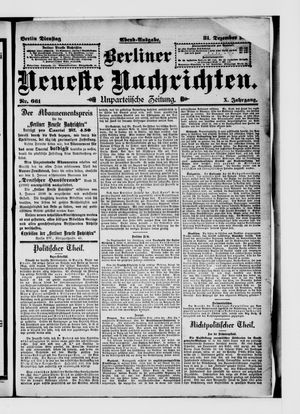 Berliner neueste Nachrichten vom 31.12.1889
