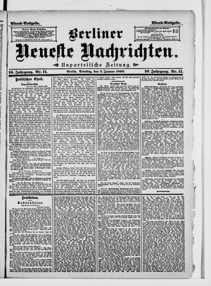 Berliner neueste Nachrichten on Jan 7, 1890