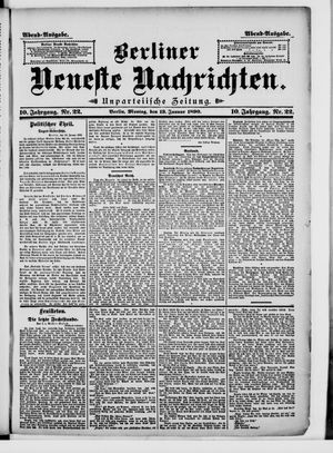 Berliner neueste Nachrichten on Jan 13, 1890