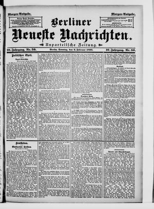 Berliner neueste Nachrichten on Feb 2, 1890