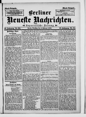 Berliner Neueste Nachrichten vom 04.02.1890