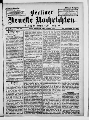 Berliner neueste Nachrichten vom 06.02.1890