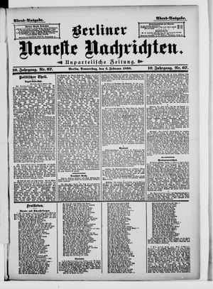 Berliner neueste Nachrichten on Feb 6, 1890