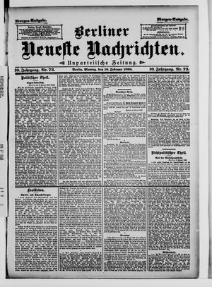 Berliner neueste Nachrichten on Feb 10, 1890