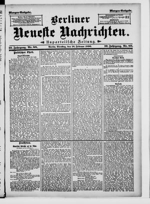 Berliner Neueste Nachrichten on Feb 18, 1890