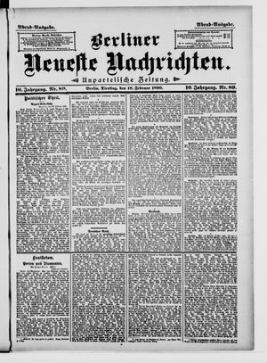Berliner neueste Nachrichten on Feb 18, 1890