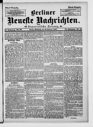 Berliner neueste Nachrichten on Feb 19, 1890
