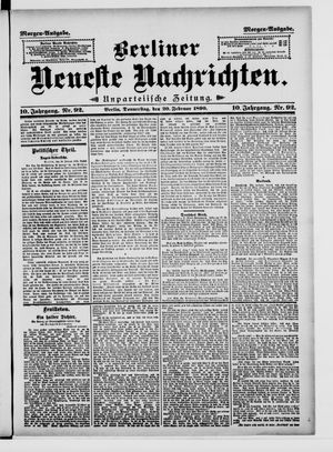 Berliner neueste Nachrichten on Feb 20, 1890