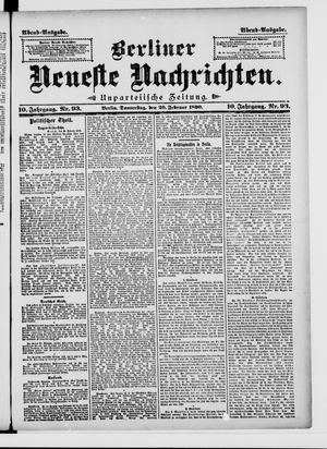 Berliner neueste Nachrichten vom 20.02.1890