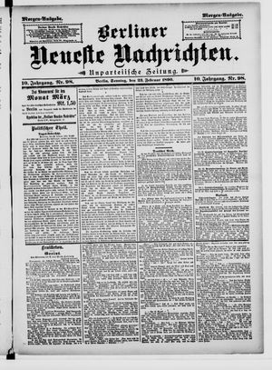Berliner neueste Nachrichten vom 23.02.1890