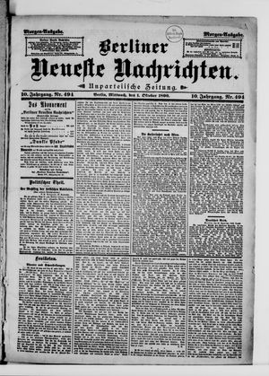 Berliner Neueste Nachrichten vom 01.10.1890