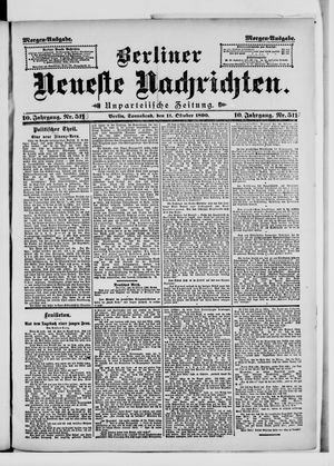 Berliner Neueste Nachrichten vom 11.10.1890