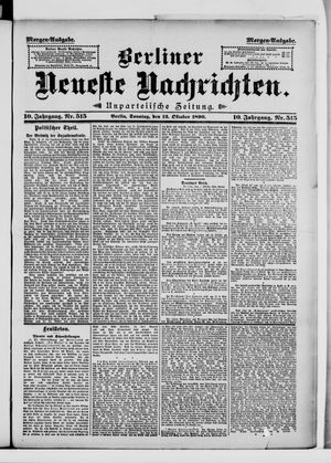 Berliner Neueste Nachrichten on Oct 12, 1890