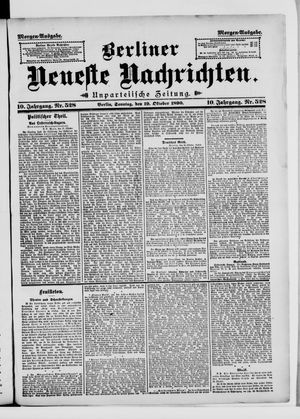 Berliner Neueste Nachrichten vom 19.10.1890
