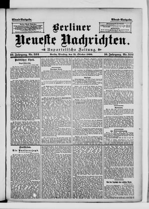 Berliner Neueste Nachrichten vom 21.10.1890