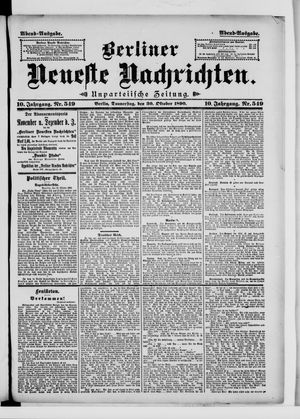 Berliner Neueste Nachrichten vom 30.10.1890