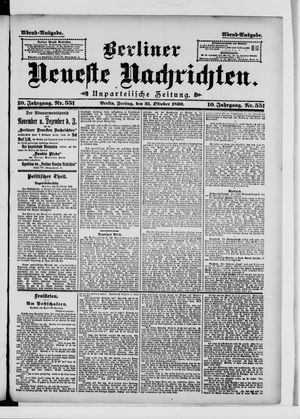 Berliner Neueste Nachrichten vom 31.10.1890