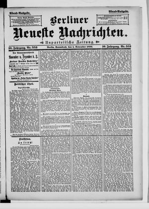 Berliner Neueste Nachrichten on Nov 1, 1890