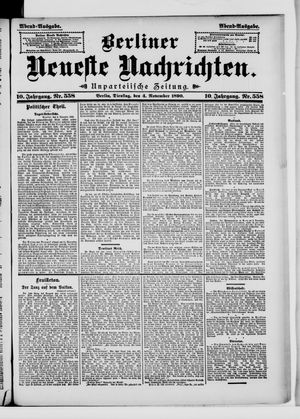 Berliner Neueste Nachrichten vom 04.11.1890